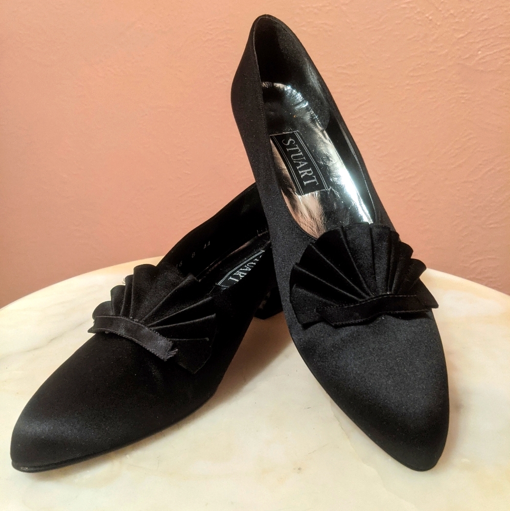 Vintage Black Satin Heels